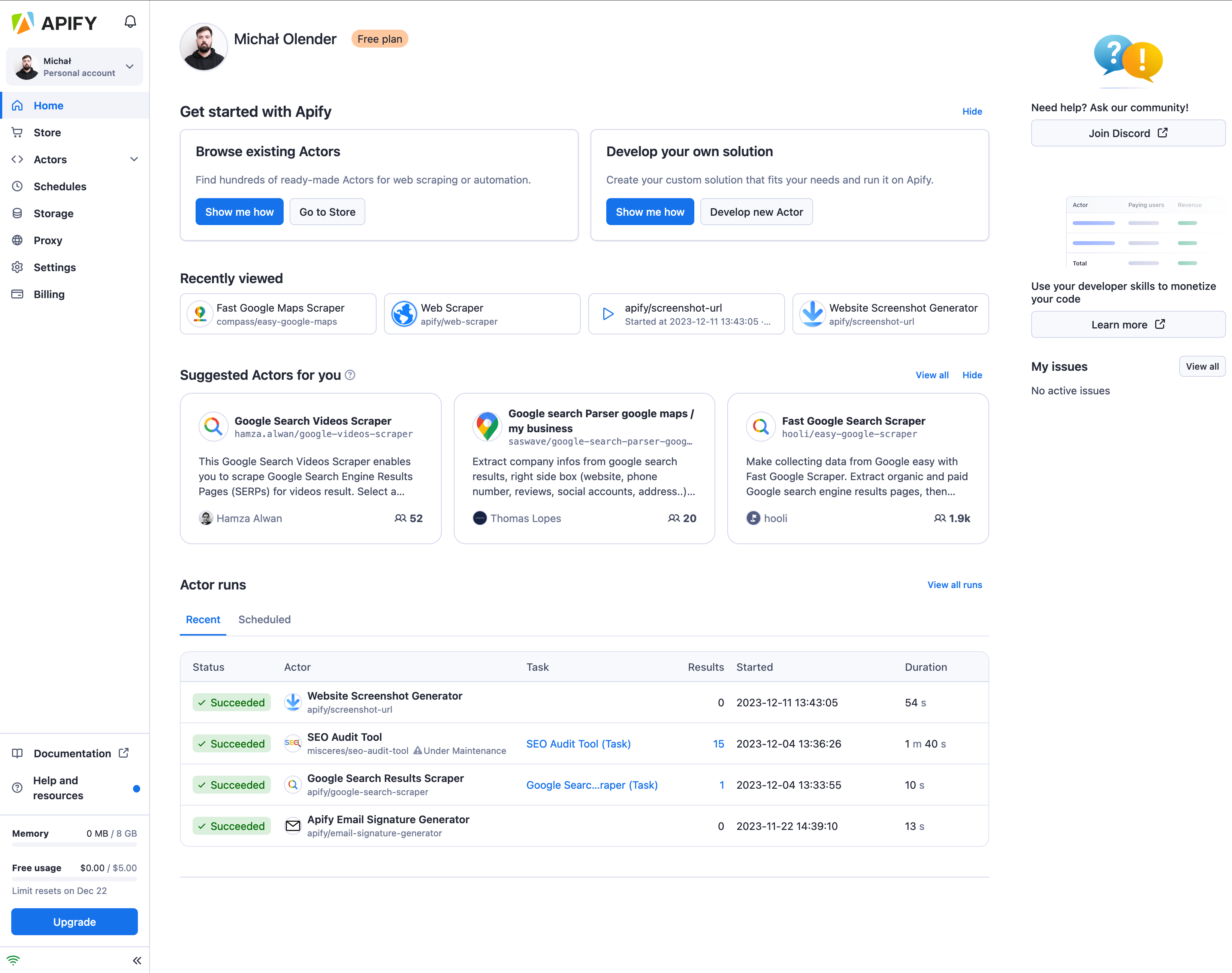 apify-console-homepage