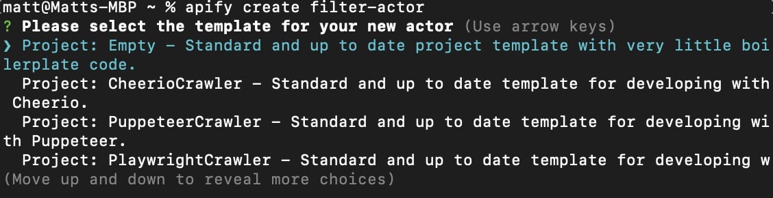 Selecting an empty template to start with